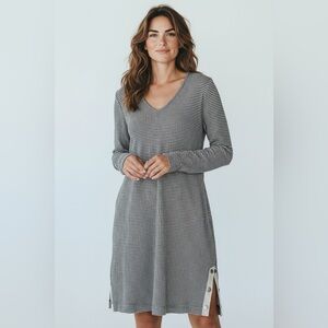 J. Jill Long Sleeve Black Herringbone Knit Dress Size Small Petite